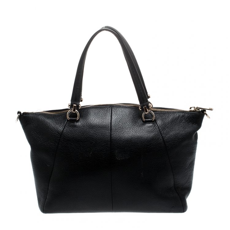 Pre Owned Coach Black Pebbled Leather Prairie Satchel