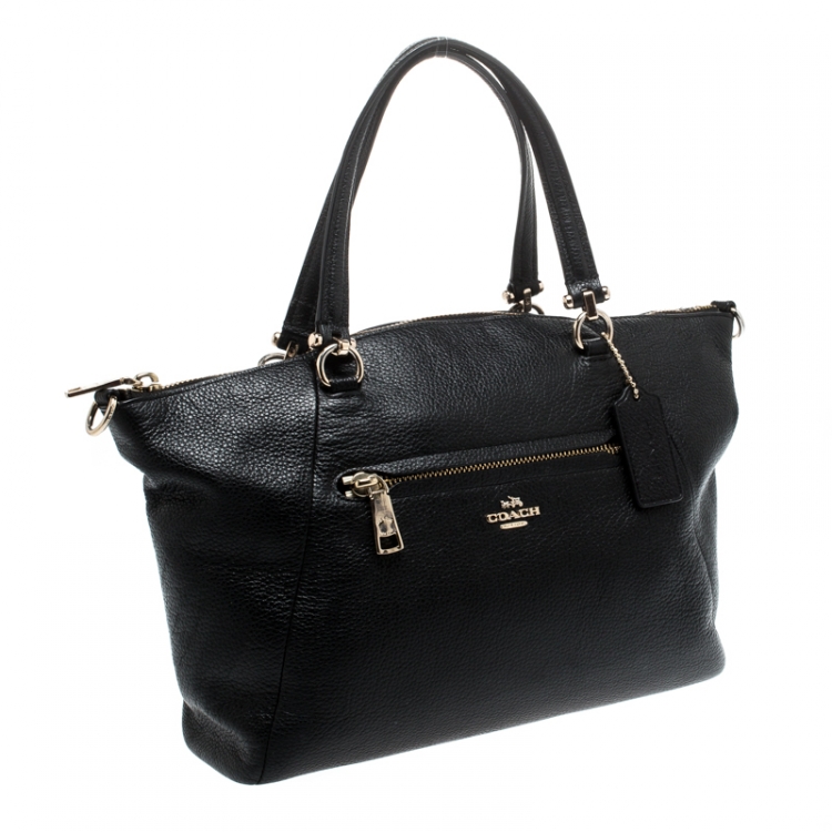 Pre Owned Coach Black Pebbled Leather Prairie Satchel
