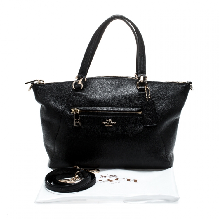 Pre Owned Coach Black Pebbled Leather Prairie Satchel