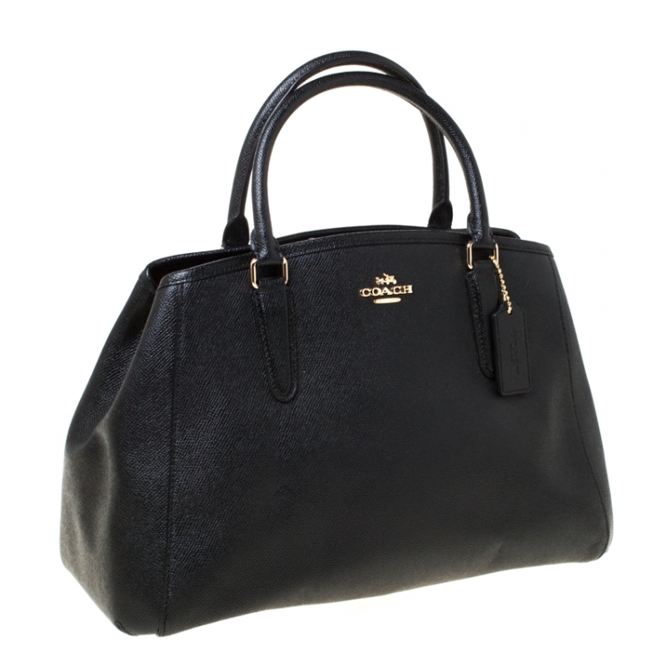 Pre Owned Coach Black Leather Christie Carryall Satchel 