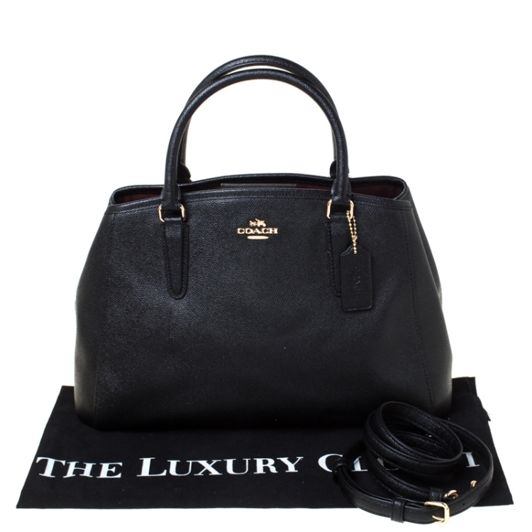 Pre Owned Coach Black Leather Christie Carryall Satchel 