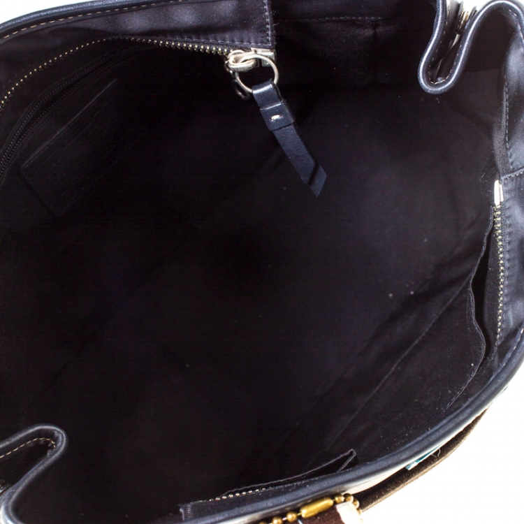 مملوكة مسبقًا Coach Black Satin and Suede Tote