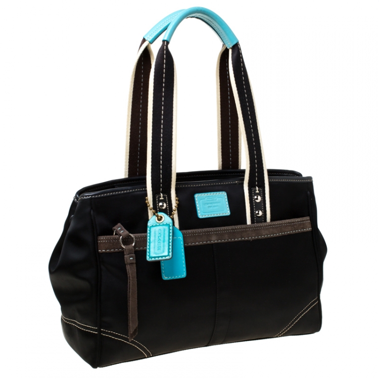 مملوكة مسبقًا Coach Black Satin and Suede Tote