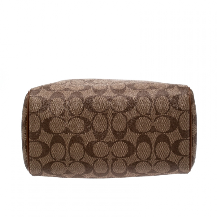 Pre Owned Coach Brown Signature Coated Canvas and Leather Mini Bennett Satchel