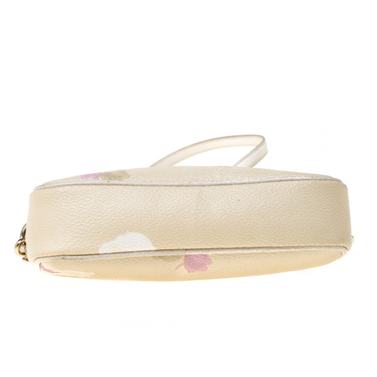 Pre Owned Coach Cream Printed Leather Sadie Crossbody Bag