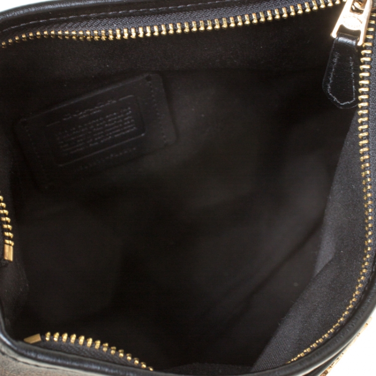 Pre Owned Coach Brown/Black Signature Coated Canvas File Crossbody Bag