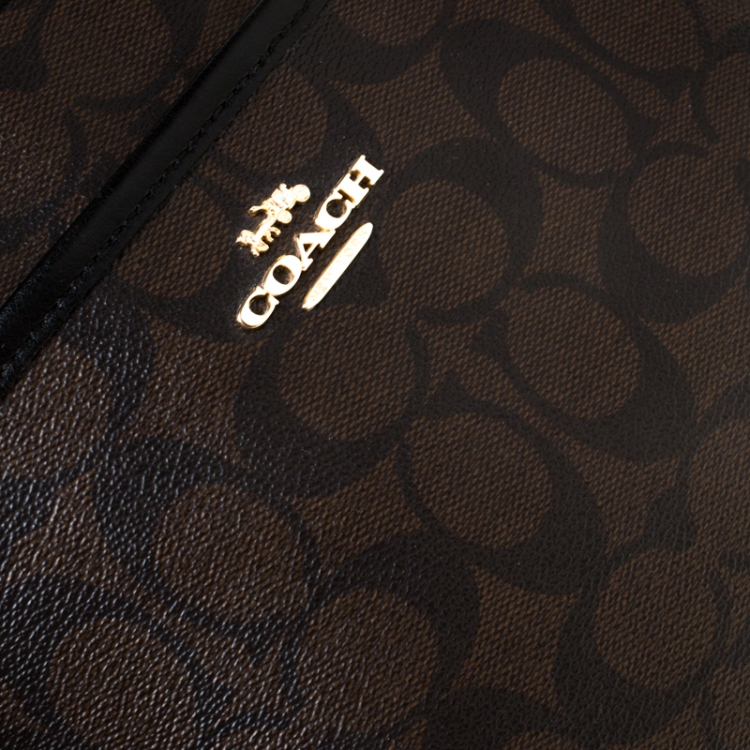 Pre Owned Coach Brown/Black Signature Coated Canvas File Crossbody Bag