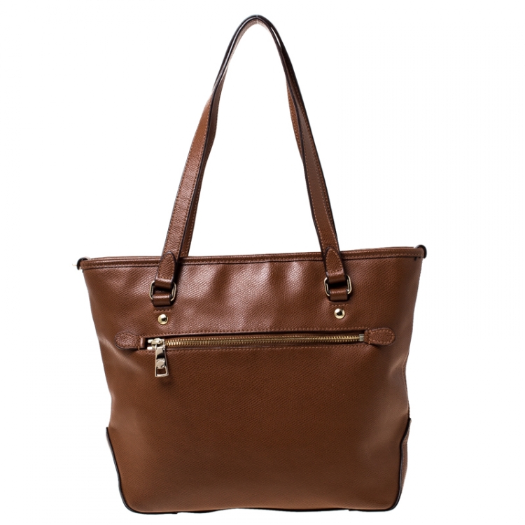 Pre Owned Coach Tan Leather City Zip Shopper Tote