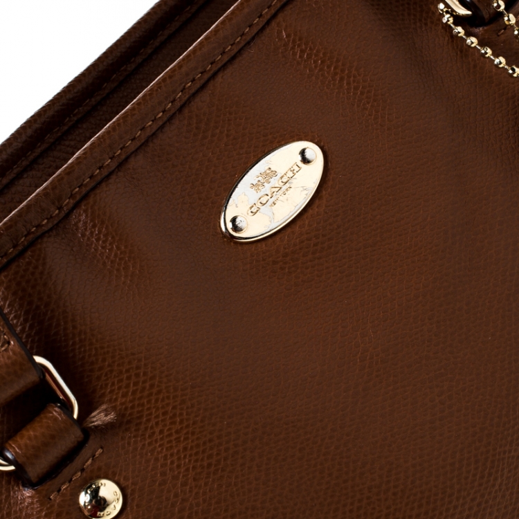 Pre Owned Coach Tan Leather City Zip Shopper Tote
