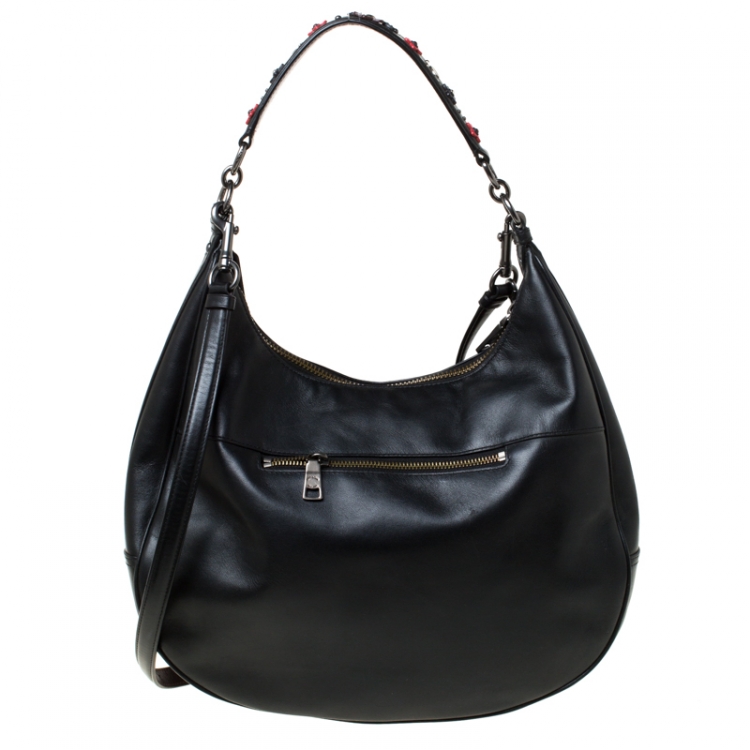 Pre Owned Coach Black Leather Harley Oxblood Hobo