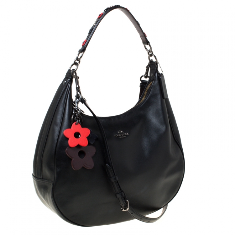 Pre Owned Coach Black Leather Harley Oxblood Hobo