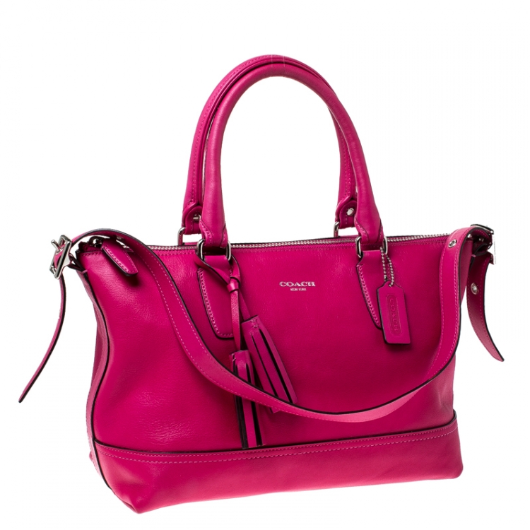 Pre Owned Coach Magenta Leather Molly Satchel