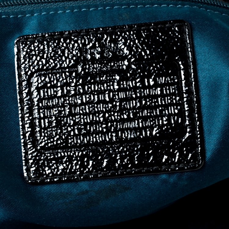 Pre Owned Coach Black Fabric and Leather Op Art Sophia Satchel