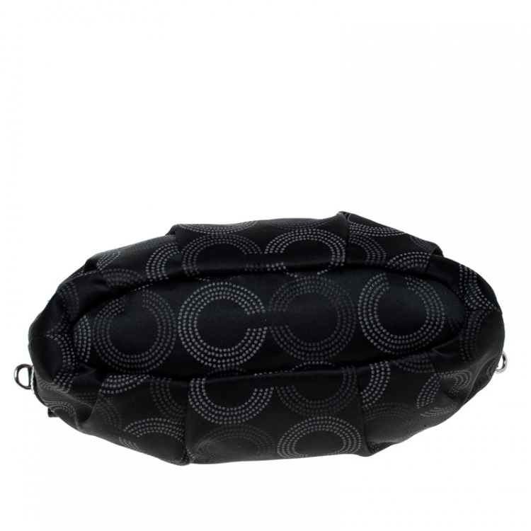 Pre Owned Coach Black Fabric and Leather Op Art Sophia Satchel