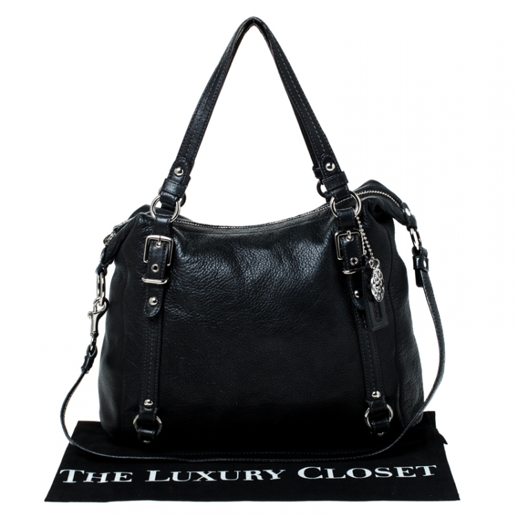 Pre Owned Coach Black Leather Straps Satchel