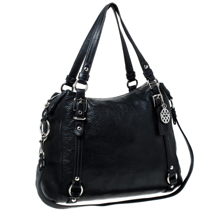 Pre Owned Coach Black Leather Straps Satchel