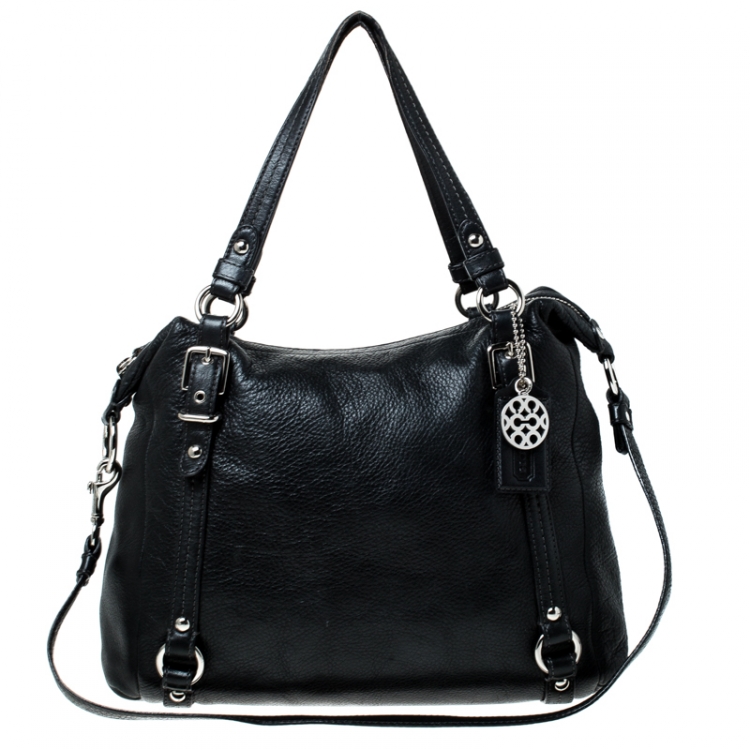Pre Owned Coach Black Leather Straps Satchel