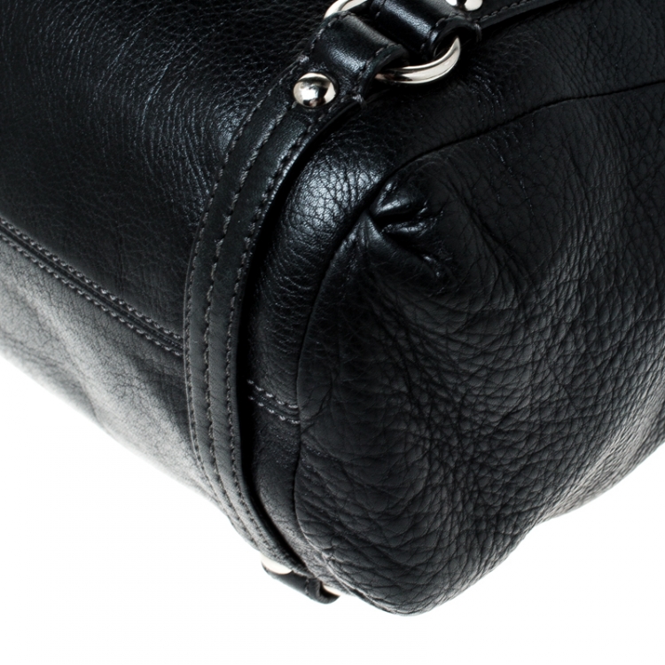 Pre Owned Coach Black Leather Straps Satchel