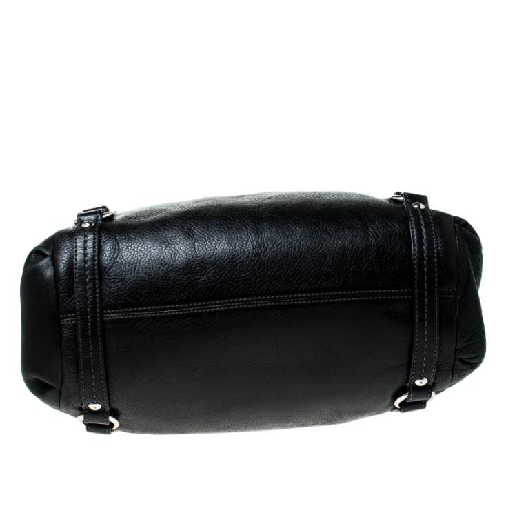 Pre Owned Coach Black Leather Straps Satchel