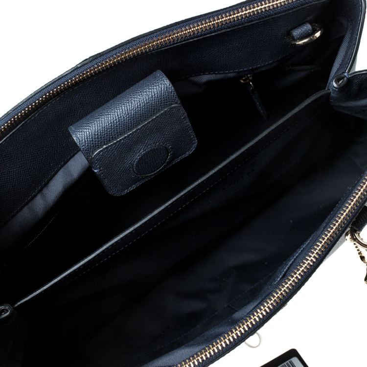 Pre Owned Coach Navy Blue Leather Christie Carryall Satchel  