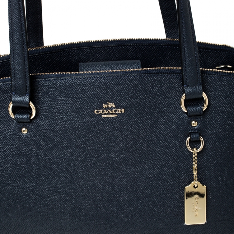 Pre Owned Coach Navy Blue Leather Christie Carryall Satchel  