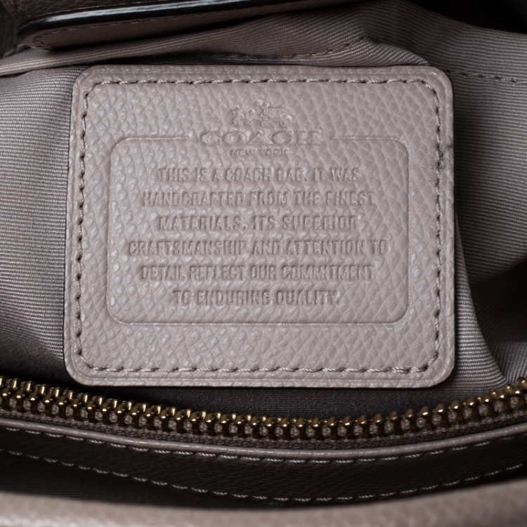 Pre Owned Coach Beige Leather Carryall Satchel