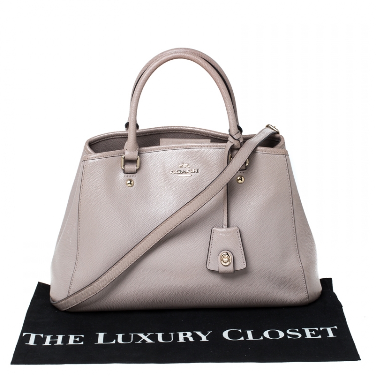 Pre Owned Coach Beige Leather Carryall Satchel