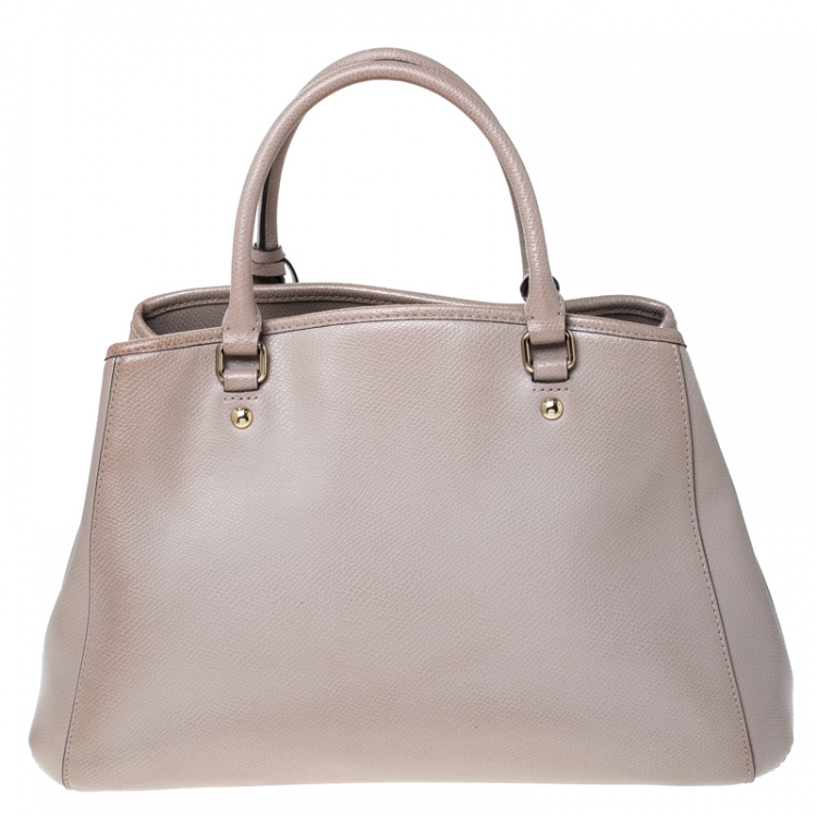 Pre Owned Coach Beige Leather Carryall Satchel