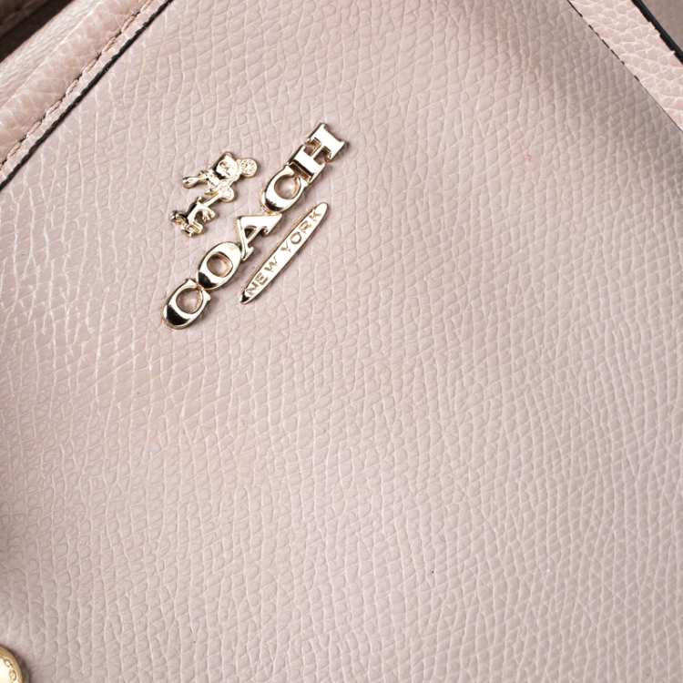 Pre Owned Coach Beige Leather Carryall Satchel
