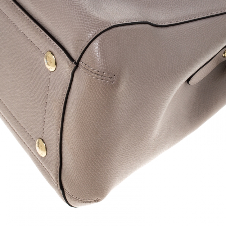 Pre Owned Coach Beige Leather Carryall Satchel