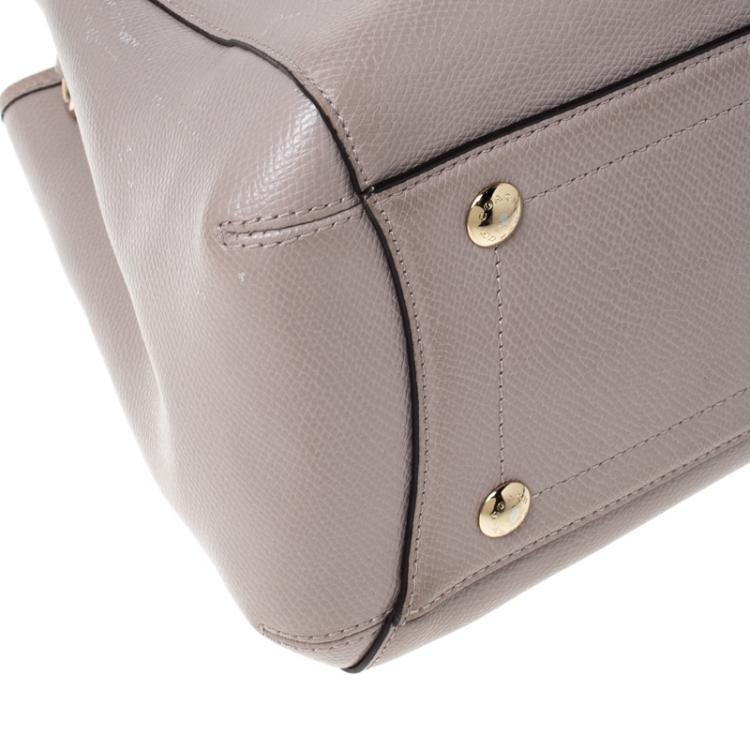 Pre Owned Coach Beige Leather Carryall Satchel