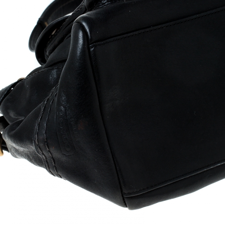 Pre Owned Coach Black Leather Turnlock Double Pocket Legacy Shoulder Bag