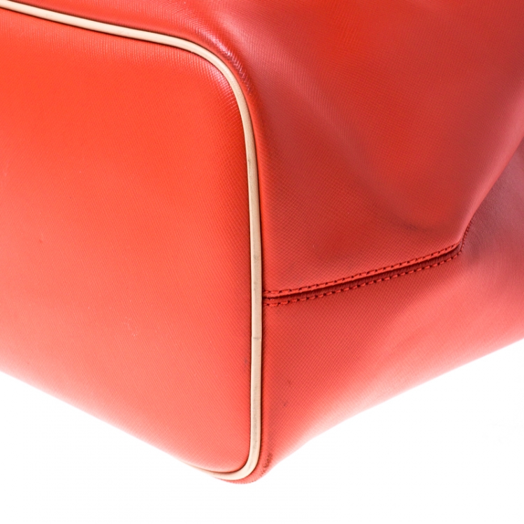 Pre Owned Coach Tri Color Leather Shopper Tote