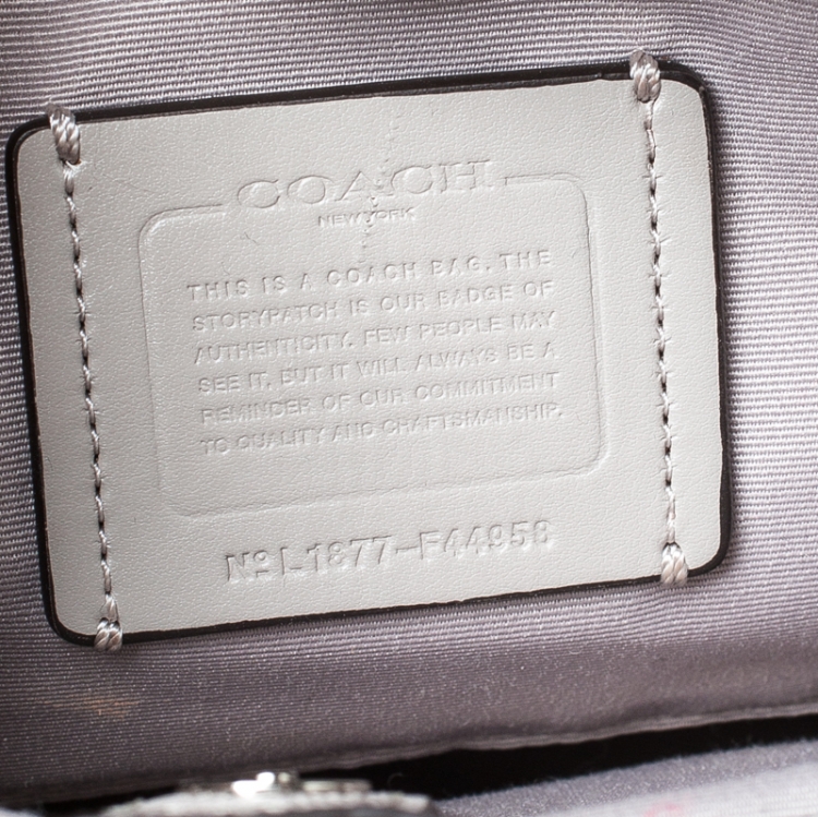 Pre Owned Coach Grey Leather Surrey Carryall Tote