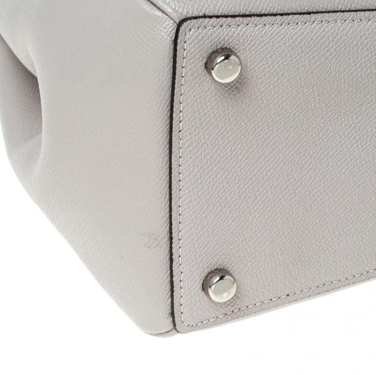 Pre Owned Coach Grey Leather Surrey Carryall Tote