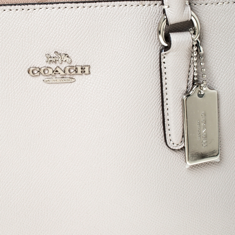 Pre Owned Coach Grey Leather Surrey Carryall Tote