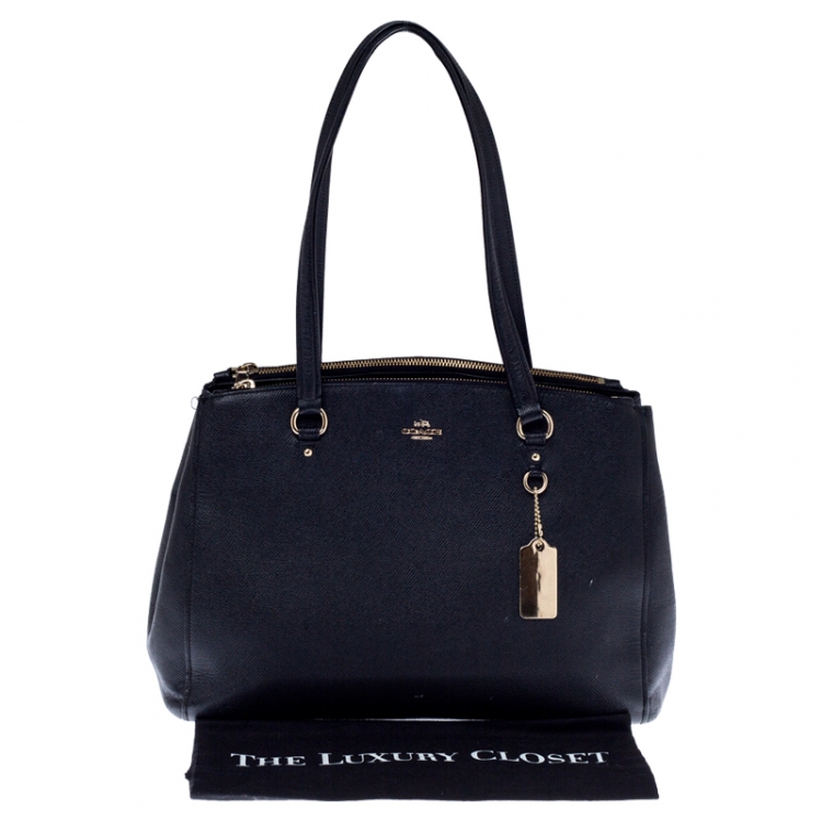 Pre Owned Coach Black Leather Christie Carryall Satchel 