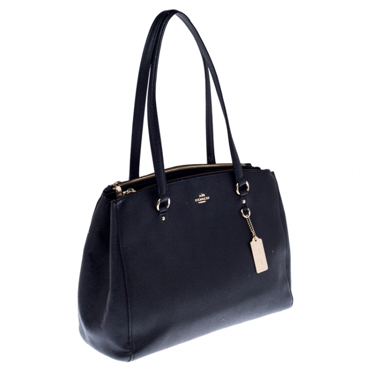 Pre Owned Coach Black Leather Christie Carryall Satchel 