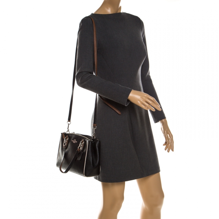 Pre Owned Coach Black Leather Mini Christie Carryall Crossbody Bag  