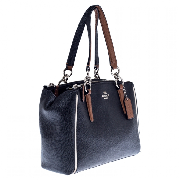 Pre Owned Coach Black Leather Mini Christie Carryall Crossbody Bag  
