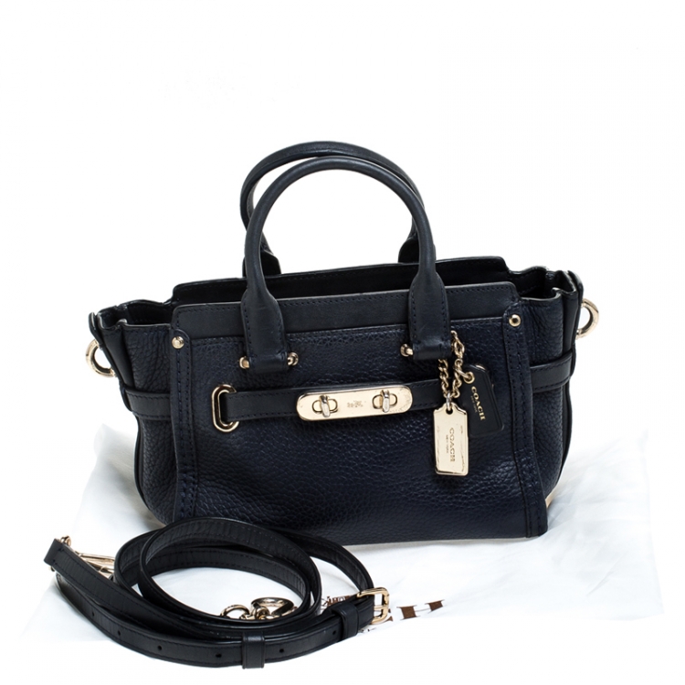 Pre Owned Coach Navy Blue Leather Swagger 20 Tote