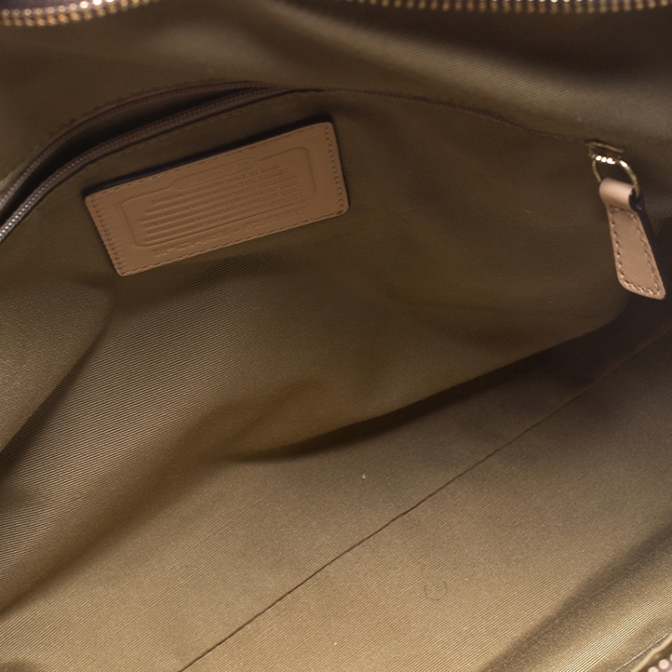 Pre Owned Coach Brown Coated Canvas and Leather Peyton Pocket Tote 
