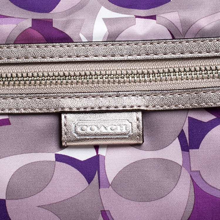 Pre Owned Coach Lilac Signature Canvas and Leather Hobo 