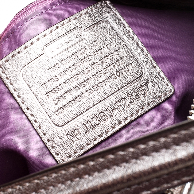 Pre Owned Coach Lilac Signature Canvas and Leather Hobo 