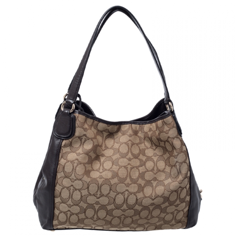 مملوكة مسبقًا Coach Dark Brown/Beige Signature Canvas and Leather Lexy Shoulder Bag