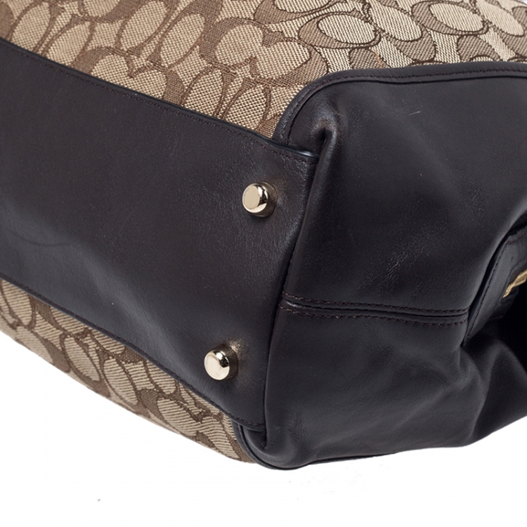 مملوكة مسبقًا Coach Dark Brown/Beige Signature Canvas and Leather Lexy Shoulder Bag