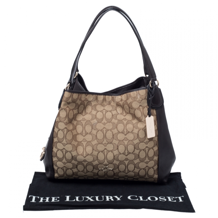 مملوكة مسبقًا Coach Dark Brown/Beige Signature Canvas and Leather Lexy Shoulder Bag