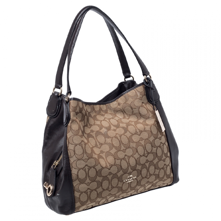 مملوكة مسبقًا Coach Dark Brown/Beige Signature Canvas and Leather Lexy Shoulder Bag