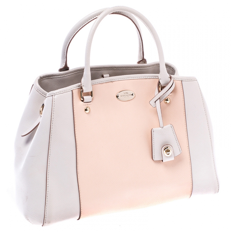 Pre Owned Coach Light Orange/Beige Leather Margot Carryall Satchel