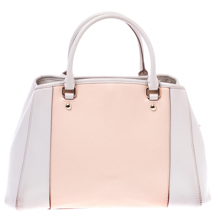 Pre Owned Coach Light Orange/Beige Leather Margot Carryall Satchel